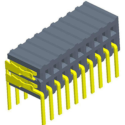 1.27mmFemale Header  Dual Row side plug  90°